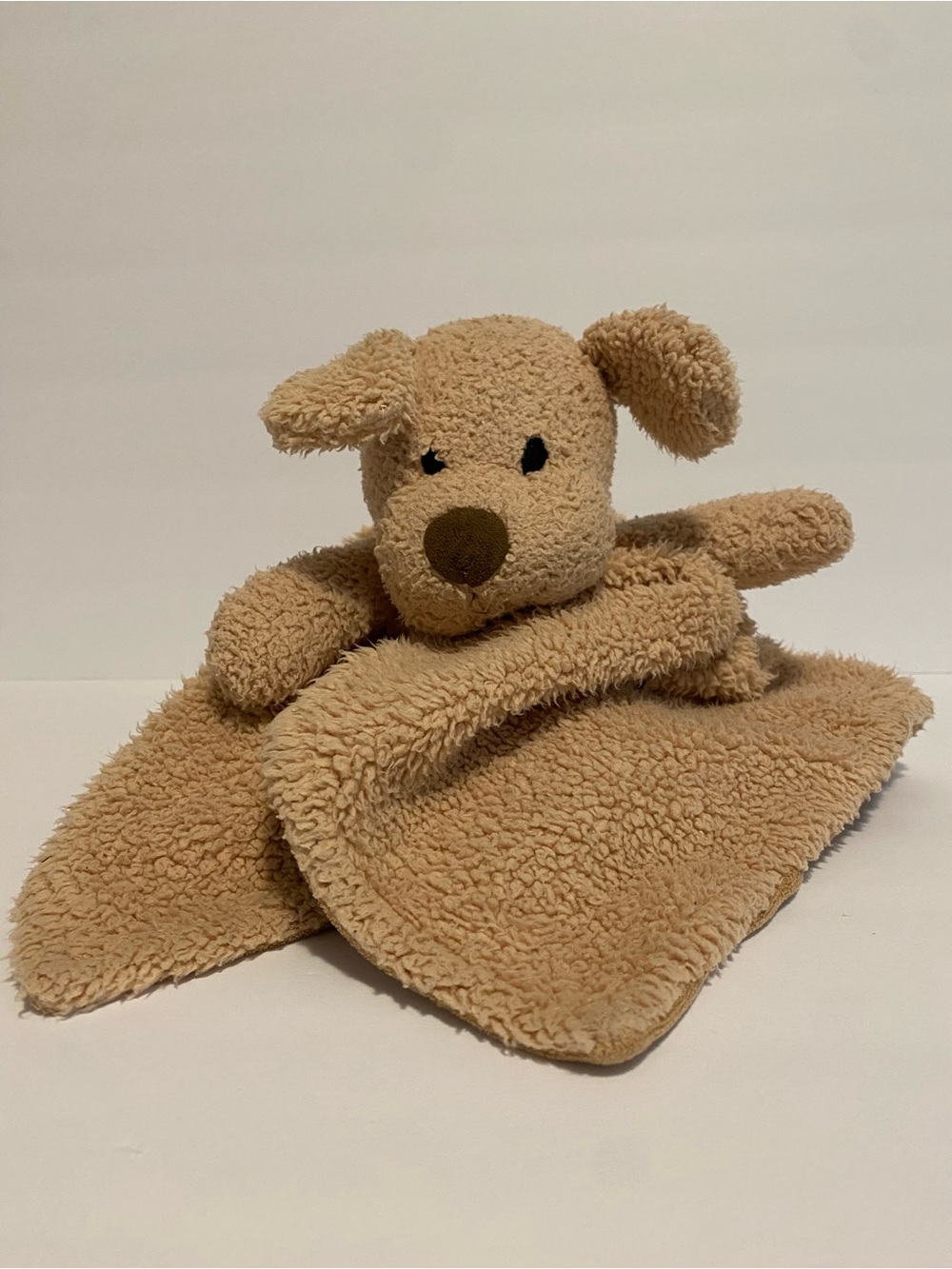 Puppy Dog Lovey Baby Blanket Plush Security Sherpa Brown Baby Toy